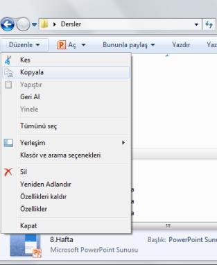 ) bir yerden başka bir yere taşınması veya kopyalama işlemini tamamlamak için kullanılır.