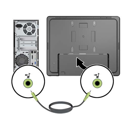 4. Bilgisayar ses çıkış portu ve monitör ses giriş portu arasına ses kablosunu bağlayın NOT: