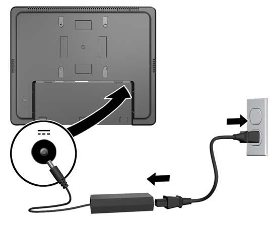 6. DC kablosunun monitöre bağlayın ve AC güç kablosunu elektrik prizine bağlayın. UYARI! Sadece UL.