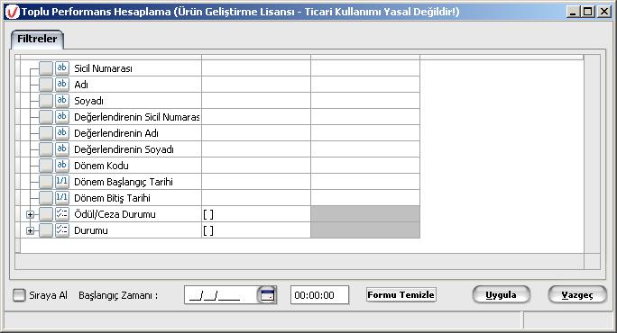 Performans Kayıtları Hesaplama Logo J-Guar Performans değerlendirmelerine ait hesaplamaların toplu olarak yapıldığı menu seçeneğidir.