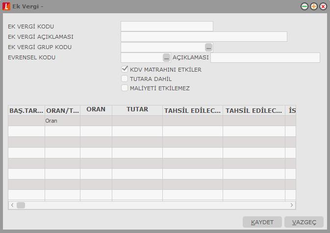 6. e-fatura Ek Vergi Kodlarının Girilmesi e-fatura sisteminde kullanılacak ek