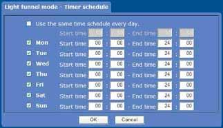 Schedule konumuna tıklayın ve etkin periyod için ayar menüsü gösterilir (sayfa 73 te Çizelgeyi Ayarlama Schedule Menüsü ).