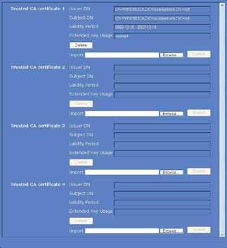 OK/Cancel Sayfa 28 deki Her menü için ortak butonlar bölümüne bakın. CA certificate Sekmesi Kameraya güvenilen bir CA sertifikası (sunucu sertifikası ya da yönlendirme sertifikası) aktarabilirsiniz.