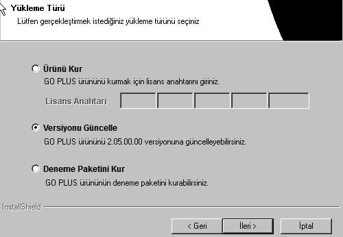 Resim 3.20: Ürün Kurulum Türünün Belirlenmesi Eğer programın satın aldıksa ve elimizde ürüne ait lisans anahtarı varsa Ürün Kur seçeneği seçilmelidir.