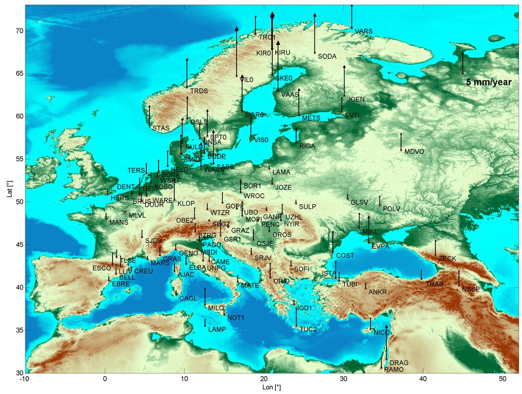 radial velocity vectors from EUREF