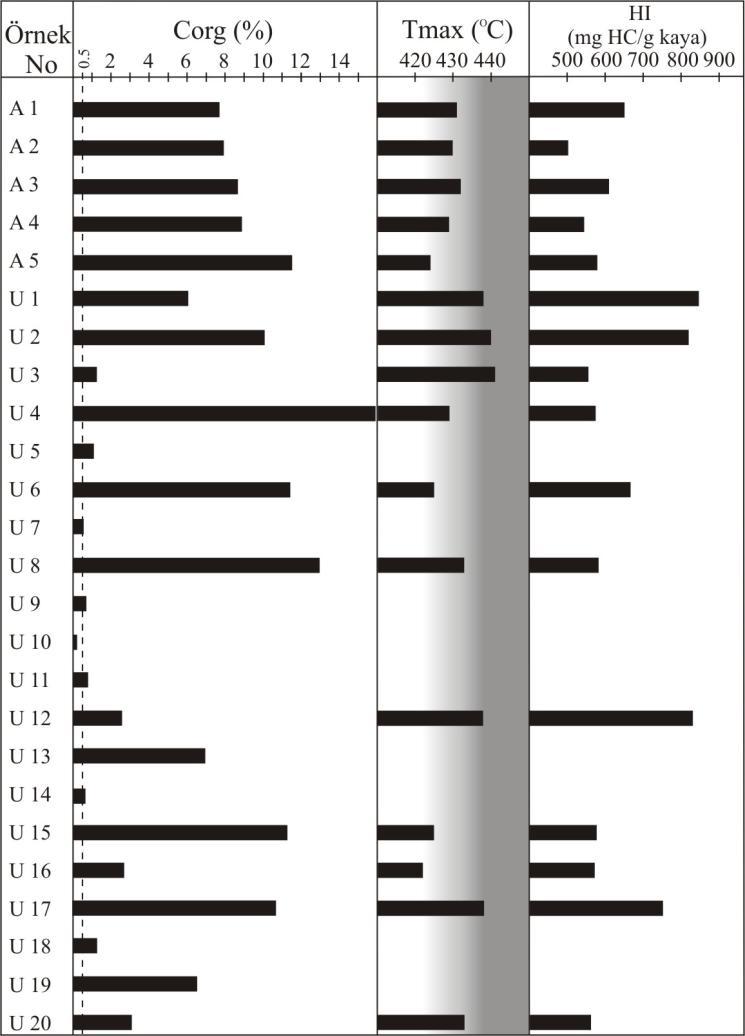 4.2.2.3 Organik maddenin olgunluğu Gökçesu örneklerinin Tmax değerleri 422-441 o C arasındadır.