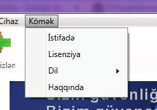 Kömək Proqrmın istifə qylrı və xüsusiyyətləri Lisenziy məlumtlrı (trix və rtırılm) Proqrmın il təyintı (z, tr, ru, en) Proqrm hqqın məlumtlr Ümumi pnel