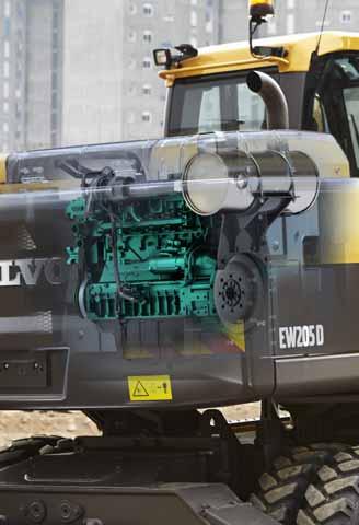 Rakipsiz yakıt verimliliği Yeni Volvo EW205D verimliliğinizi artırmak için tasarlanmış yeni 20 tonluk lastikli ekskavatör.