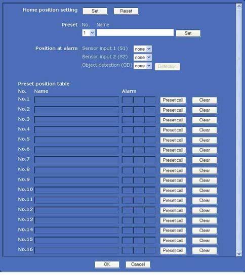 Kamera Konumu ve Hareketinin Ayarlanması Preset position Menüsü Administrator menüsündeki a tıkladığınızda, Preset position menüsü görünür.