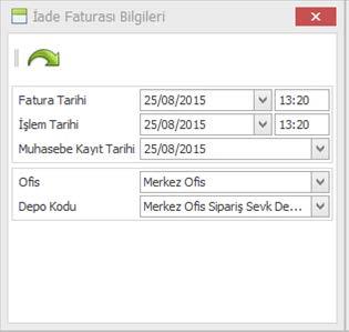 İ Kayıtlı faturaların iade hareketlerinin oluşturulabilmesi için Fatura programlarında