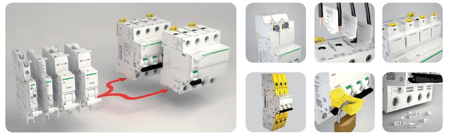 C120N/H, C60H-DC ve A9D serisi için yardımcı donanımlar A9A26970 OF yardımcı kontak (1NA/1NK) SD alarm kontağı OF/SD+OF (OF+OF veya SD+OF) Aksesuarlar A9A26981 Kilit aksesuarı (10 lu paket) Vida