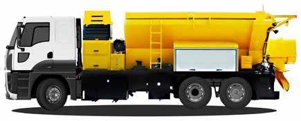 Asfalt Araçları 4x2, 6x2, 8x2, 6x4 ve 8x4 konfigürasyonlarında, asfalt yama, asfalt distribütörü, mıcır serici ve kombine satıh kaplama ekipmanlı kamyonlar.