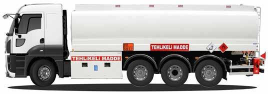 Kamu ve Üstyapı Çözümleri Akaryakıt Tankeri Şasi araç üzerine 4x2, 6x2 ve 8x2 konfigürasyonlarında, 10.000 lt den 25.000 lt ye kadar; çekici tanker treyler uygulaması üzerine 36.