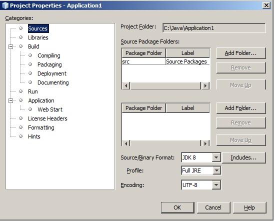 98 Java Programlama Dili Diyalog kutusunun sağ tarafında Source Package Folders başlıklı liste kutusunda paket olarak kullanılan klasörler listelenmektedir.