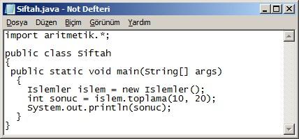 Bu sınıfın adından önce public anahtar kelimesine yer verdiğimiz için bu sınıfı başka paketlerde yer alan sınıflarda kullanabiliriz.