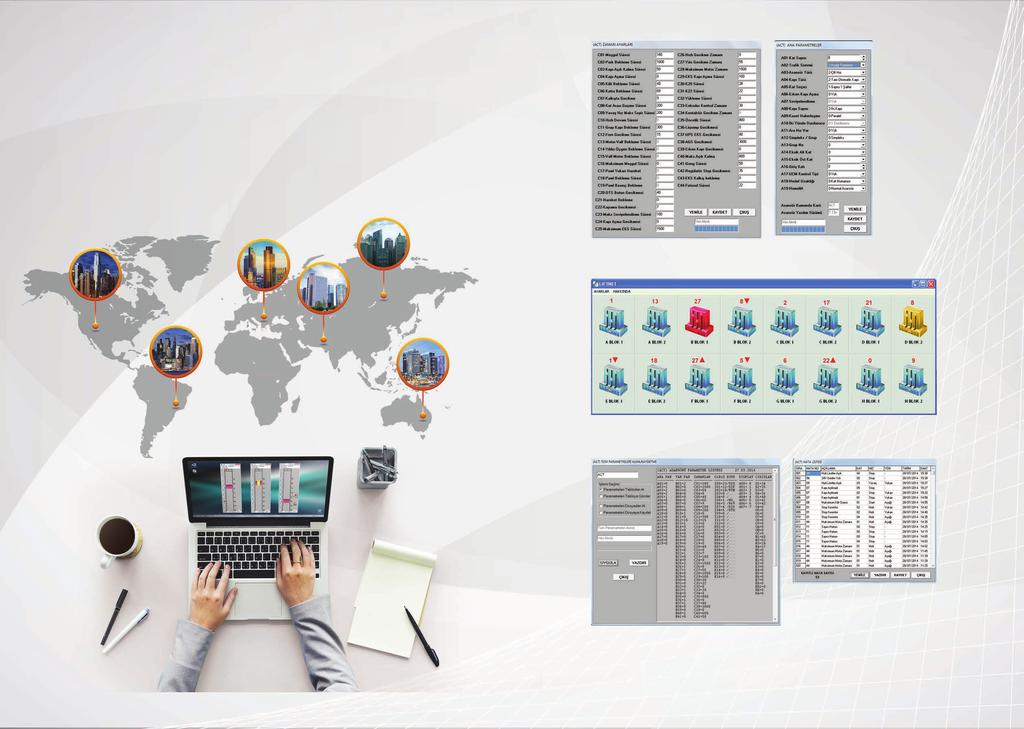 LIFTNET LIFTNET DÜNYAYI, OFİSİNİZDEN KONTROL EDİN Asansörünüzü internetten izleyin, ayarlayın Monitor & adjust your lift via internet anywhere in the world LIFTNET Parametreler incelenip