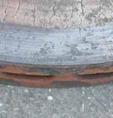 * It happens due to excessive heating. * Replace disc. * Check caliper operation. * Check balance between wheels, axle and trailer.