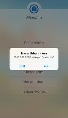 Hasar İhbarı / İletişim Formu Hasar gerçekleştiğinde 0850 399 99 99