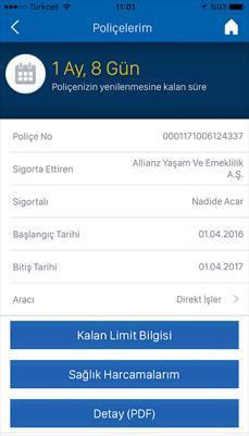 Sağlık Harcamalarım başlığı altından açık sağlık harcamalarınızı kontrol edebilirsiniz.