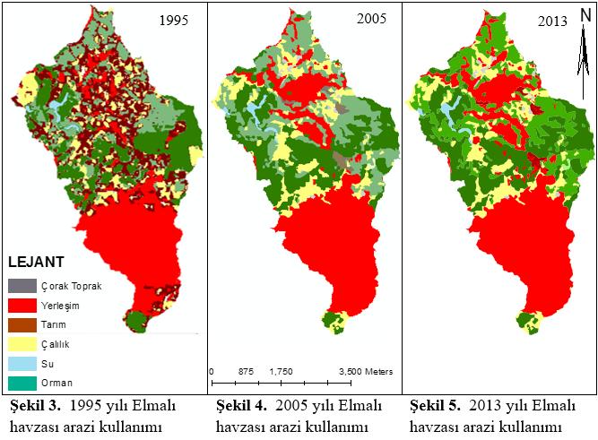Coğrafi Bilgi Sistemi Kullanılarak Su Havzalarındaki Arazi Kullanım Değişikliği ve Çevresel Etkilerin İzlenmesi: Elmalı Havzası Örneği Çizelge 3.