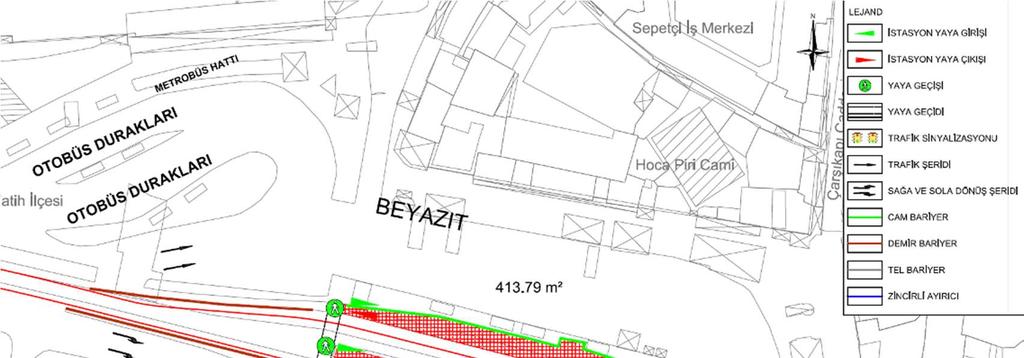 Şekil 4.15 : Beyazıt İstasyonu 4.3.11 Laleli Üniversite İstasyonu Laleli Üniversite İstasyonu cadde ortasında kenar peron uygulamalı, alçak peron düzeninde planlanmıştır.