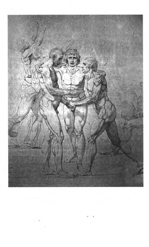 Şekil 33. Jeu de paume yemini, Jacques-Louis David (Paris 1748 - Brüksel 1825). Bitmemiş tuval (1791-1792), orta bölüm. (Versailles Şatosu Milli Müzesi).