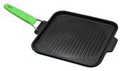 Description: Grill Pan, with wire and silicon handle. Dimension 24x24cm. Material Thickness: Bottom: 3,0mm. Edges: 3,0mm. Ürün Tanımı: Izgara Tava, Tel ve Silikon Saplı. Ölçü 24x24cm.