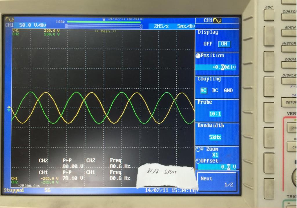 Stator sargılarından çıkarılan ortak uçtan osiloskop bağlantısı gerçekleştirilerek gerilim ölçümü yapılmıştır.