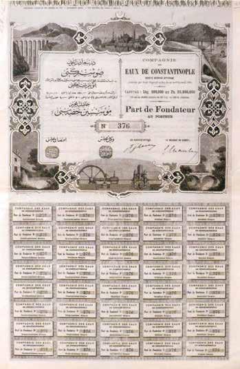 Su Dağıtım Şirketlerine Ait Hisse Senetleri, Osmanlı Dönemi Adell Armatür Koleksiyonu ve belli sürelerde bunun için bir ücret alınırdı.