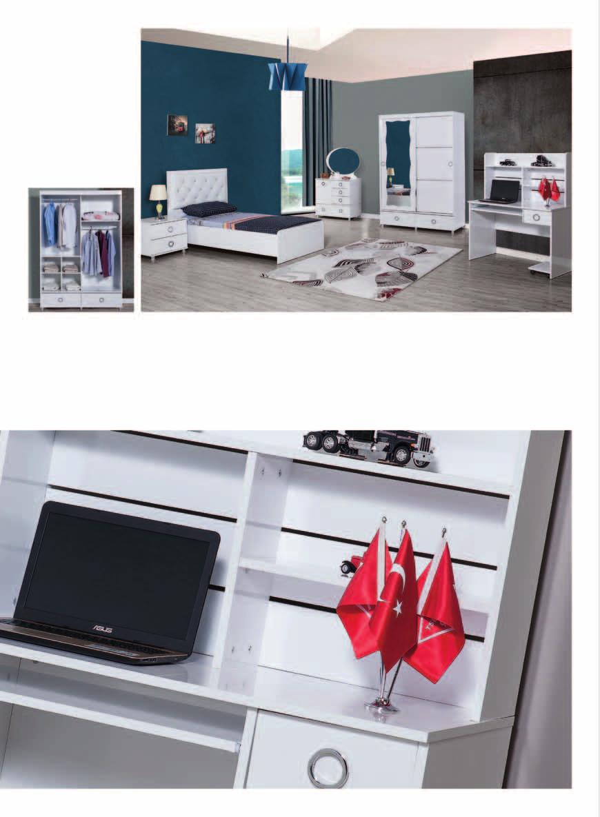 White Genç Odası Young room غرفة شبابية وايت خزانه/ Wardrobe Dolap / 139 cm 203cm 54 cm 48 cm