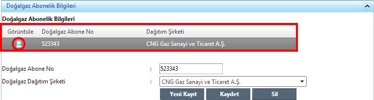 5.2.4 Doğalgaz Abonelik Bilgileri Firma kendine uygun bir şekilde Şekil 20 deki alanları doldurarak doğalgaz abonelik bilgileri Kaydet butonuna tıklayarak