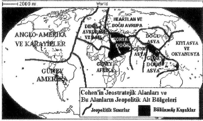 Saul COHEN KARA HÂKİMİYETİ TEORİSİ nin revizyonu KUŞATMA TEORİSİ Dünya iki jeostratejik bölgeye ayrılmıştır. Bu bölgeler denizel bölge ve Avrasya karasal bölgesi olarak belirtilmiştir.