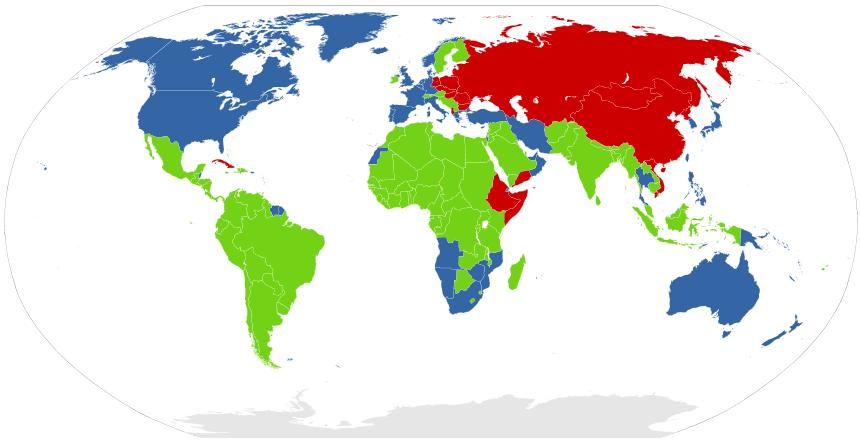 1. Dünya ülkeleri: ABD ve müttefikleri (Batı Bloku) MAVİ RENK 2.