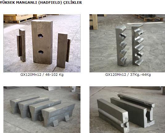 Yüksek alaşımlı çelikler : % 13 Mn (Hadfield çeliği) Yüksek aşınma direnci Alaşım elementi veya elementlerinin