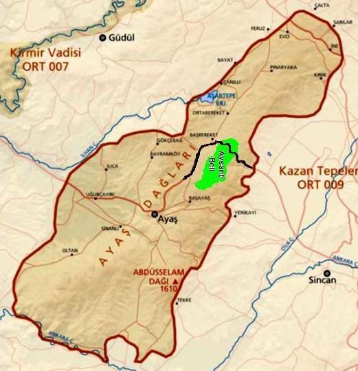 10 Ġlçe topraklarının büyük bir kısmı AyaĢ Dağları olarak isimlendirilen, doğudan Mürted-Malıköy ovaları, batıdan AyaĢ Alçak Platosu tarafından sınırlandırılan ve araģtırma alanının da içinde