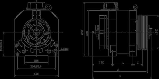 Boyutlar Dimensions CSAG-K (2:1) Dişlisiz Asansör Motoru CSAG-K (2:1) Permanent Magnets Synchronous (PMS) Gearles Traction Machine Seçim Tablosu Selection Table Model Series CSAG-K Ürün Kodu Product