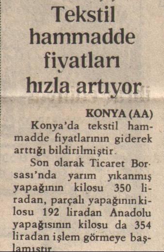 83 ġekil- 27: 24 Aralık 1980 tarihli Milli Gazete, sayfa 4 1980 yılı ortalarında düģüģ gösteren pamuk