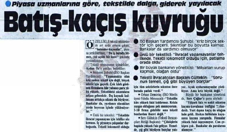 98 ġekil- 38: 24 Ekim 1986 tarihli Milliyet Gazetesi, sayfa 4 Yıl sonuna yaklaģılan dönemde sektörde yaģanan sıkıntılar biteceği yerde her geçen gün artmıģtır.