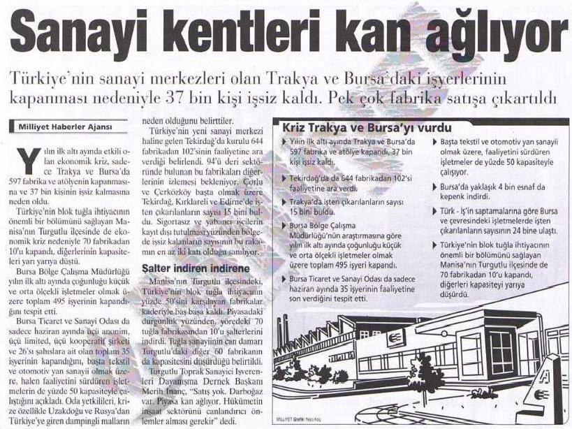 164 ġekil- 72: 15 Temmuz 1999 tarihli Milliyet Gazetesi, sayfa 7 Yukarıdaki haberde, Türkiye ekonomisindeki olumsuz geliģmelerin sonuçlarını gösterilmekte ve ekonomideki olumsuz geliģmelerin