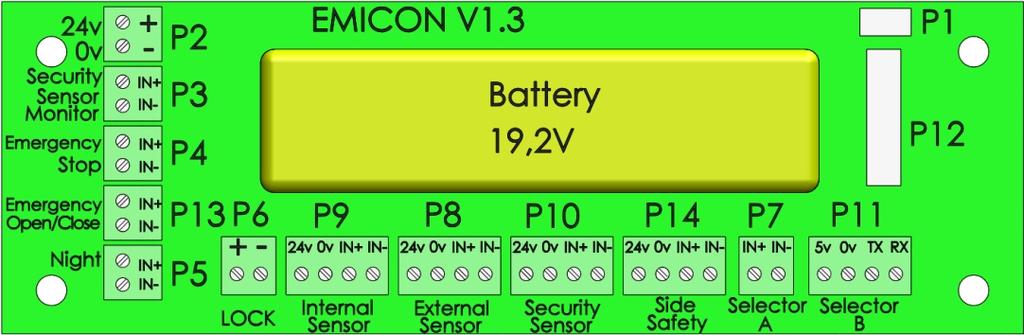 MI14 4.- KONTROL ÜNİTESİ BAĞLANTILARI 4.1.- Kontrol ünitesi bağlantıları P3: Emniyet sensör Emniyet monitör çıkışı sensör P2: 24Vdc çıkış Max.