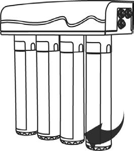 Purified Water Handle Tank 2 4 Twist in the open direction. 5 Filters are disconnected by a quarter turn. 6 Waste water connection Found behind the reverse osmosis membrane filter.