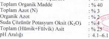 PROPOLY-N PROXİN FULVO Toplam Azot(N): 10% Amonyum Azotu: 10% Suda Çözünür P2O5: 36% Toplam Organik Madde: 40% Toplam Hümic Fülvic Asit: 25% ProPoly N nötr (6,8-7) ph ya sahiptir.