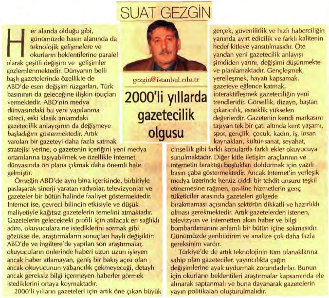 FİNANSAL FORUM [ Ulusal Gazeteler ] 2000'Lİ YILLARDA GAZETECİLİK