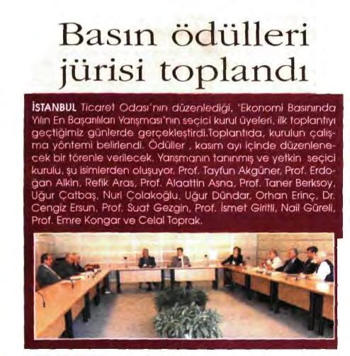 ISTANBUL TİCARET [ Yerel Yayınlar ] BASIN ÖDÜLLERİ JÜRİSİ