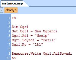 Her nesne, New (yeni) komutu ile yeni bir değişkene bütün özelliklerini verir. Ogr1 değişkeni, oluşturduğumuz Ogrenci nesnesinin bütün özelliklerini kazanmış oluyor. Ogrenci nesnesinin.adi,.soyadi ve.