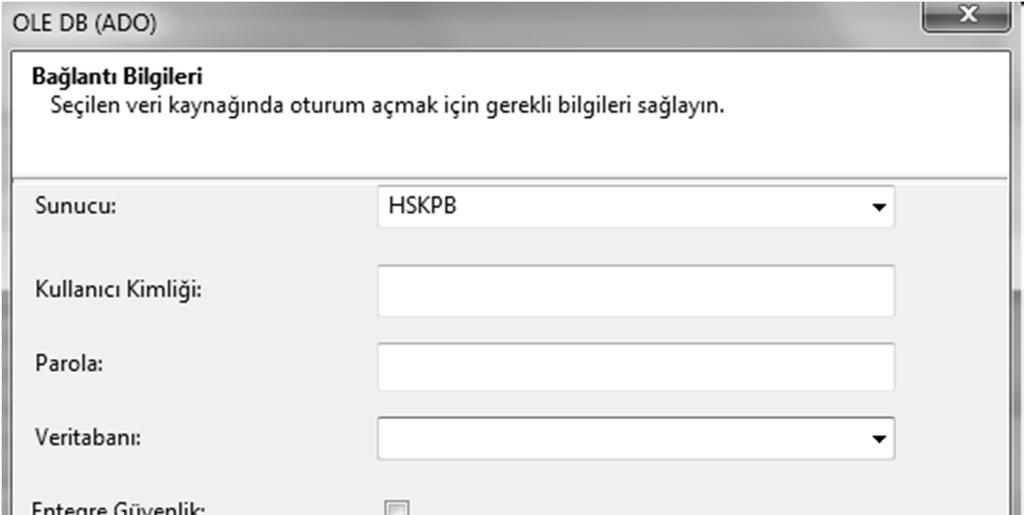 Açılan pencerede hangi veri tabanına bağlanılacaksa o bağlantı türünü seçelim ( biz SQLSERVER bağlanacağımız için Microsoft OLE DB Provider for SQL Server ) ve NEXT butonuna basalım, Bu