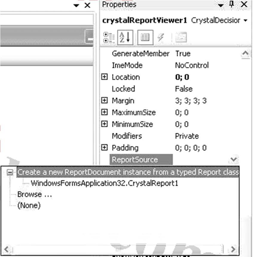 ekleyip bu kontrolün properties panelindeki Report Source