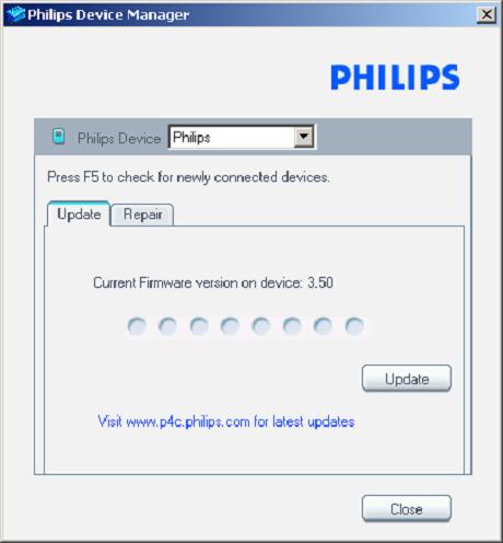 Philips Device Manager yazılımını birlikte verilen CD'den veya en yeni sürümünü www.philips.com/support adresinden yükleyin. 5.