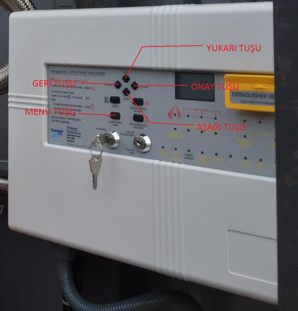 Sistem içerisinde ki dedektörler, flaşör sirenler ve selenoid (elektrikli aktivasyon bobini) panel üzerindeki menüden test seçenekleri seçilerek ayrı ayrı test edilebilir.