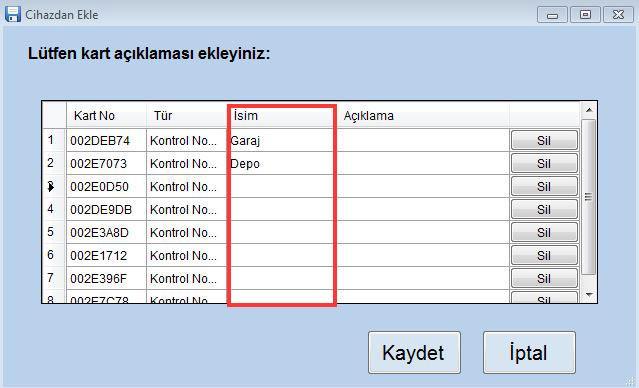 Açılan pencereden kontrol noktalarını isimlendirebilirsiniz. ( hangi noktayı nereye takacaksanız onun ismini vermeniz gerekir.